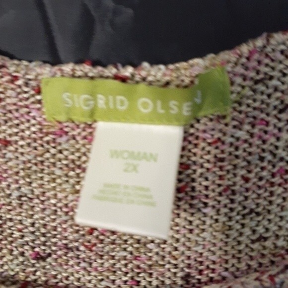 sigrid olsen top knit sleeveless sweater shirt 1x 2x 16 18 beige tan marled - Picture 3 of 5